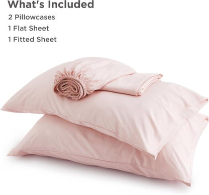 Bedsure Cooling Bed Sheets - Rayon from Bamboo, Breathable & Soft, Deep Pocket Up to 16 Inches, Pink