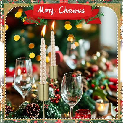 Skiennix 5-Piece Christmas Taper Candle Holder Set - Elegant Gold Liners for Advent Wreaths & Weddings
