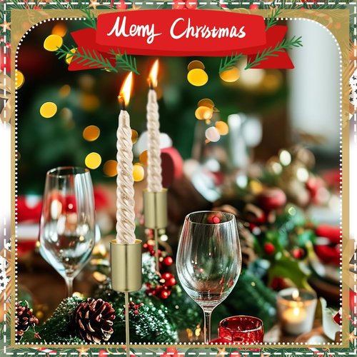 DOITOOL Golden Candle Holders - 5 Pcs Christmas Candle Stakes with Spike Cup Inserts for Festive Decor
