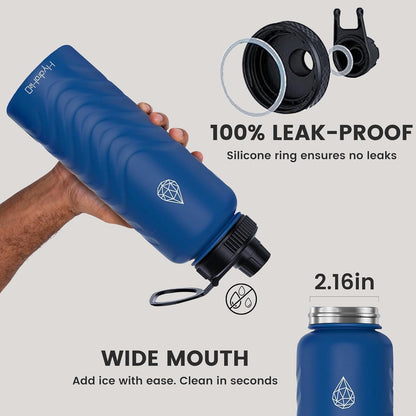 Skiennix 32oz Stainless Steel Insulated Water Bottle - 48H Cold & 24H Hot, Leak-Proof, BPA-Free | Blue
