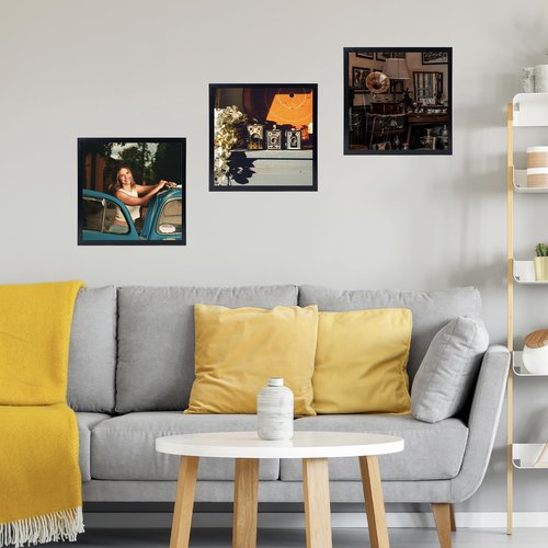 JCJMY Wood Vinyl Record Frame for the Wall, Display 12.5x12.5 Album Cover and 12x12 LP Vinyl Record with Cover, Album Frames, Sturdy 12.5x12.5 Frame Black, 2 Packs