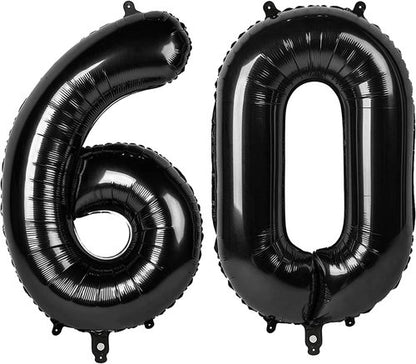 Black Number 60 Balloon - 40 Inch 60th Birthday Decoration for Men & Women | Party Supplies