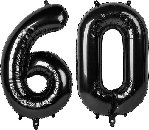 Black Number 60 Balloon - 40 Inch 60th Birthday Decoration for Men & Women | Party Supplies