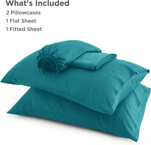 Bedsure Cooling Bed Sheets - Breathable Rayon from Bamboo | Full Size, Deep Pocket Up to 16 Inches, Turquoise
