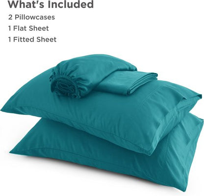 Bedsure Queen Sheet Set - Cooling Rayon Bamboo Sheets | Breathable, Soft & Deep Pocket Up to 16 Inches - Turquoise