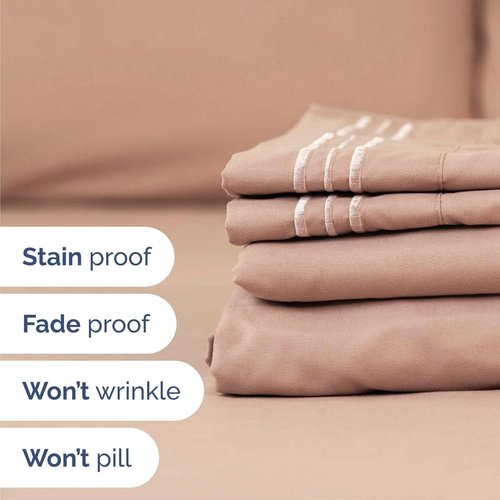 Cal King Size 4-Piece Sheet Set | Regine Switzerland Comfy Cooling Bed Sheets - Ultra-Soft, Deep Pockets, Wrinkle-Free - Oeko-Tex Certified, Mauve
