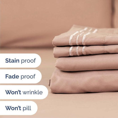 Cal King Size 4-Piece Sheet Set | Regine Switzerland Comfy Cooling Bed Sheets - Ultra-Soft, Deep Pockets, Wrinkle-Free - Oeko-Tex Certified, Mauve