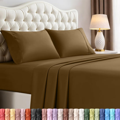 Utopia Bedding Full Size Sheet Set - Soft, Breathable Microfiber | 4-Piece in Mocha, Oeko-Tex Certified