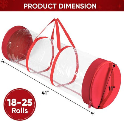 BALEINE Gift Wrapping Paper Organizer - Durable 600D Oxford Fabric Storage for 18-25 Rolls, Green (Pack of 2)