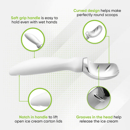 Spring Chef Ice Cream Scoop - Heavy Duty Metal Scooper with Comfortable Handle | Dishwasher Safe for Gelato, Sorbet, Sundae