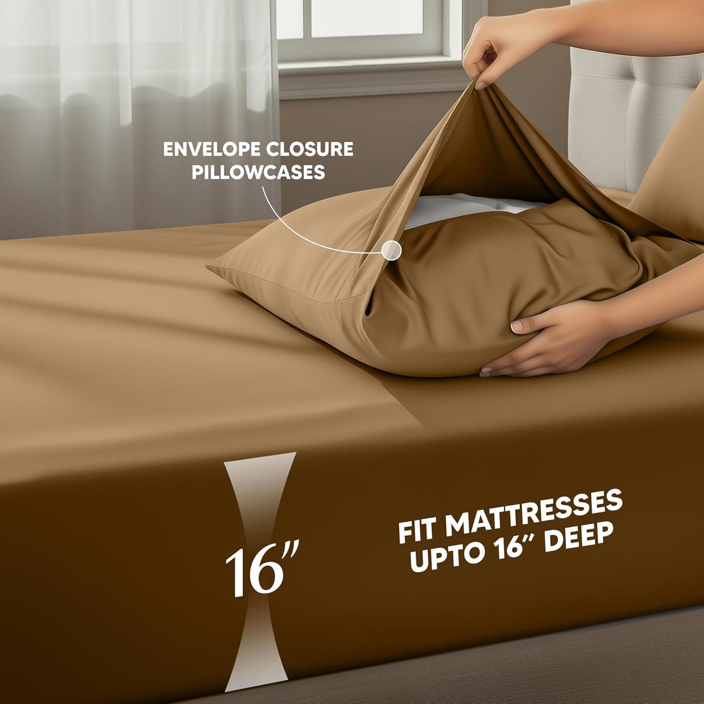 Utopia Bedding Full Size Sheet Set - Soft, Breathable Microfiber | 4-Piece in Mocha, Oeko-Tex Certified