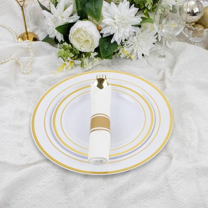 MCIRCO 350-Piece Gold Dinnerware Set - Elegant Disposable Plates, Cups & Napkins for 50 Guests