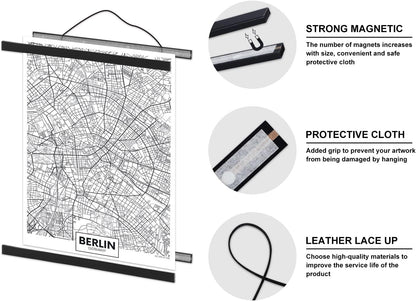 Benjia Magnetic Wood Poster Frame - 24x36, 24x18, 24x30 for Photos & Artwork | Black Finish
