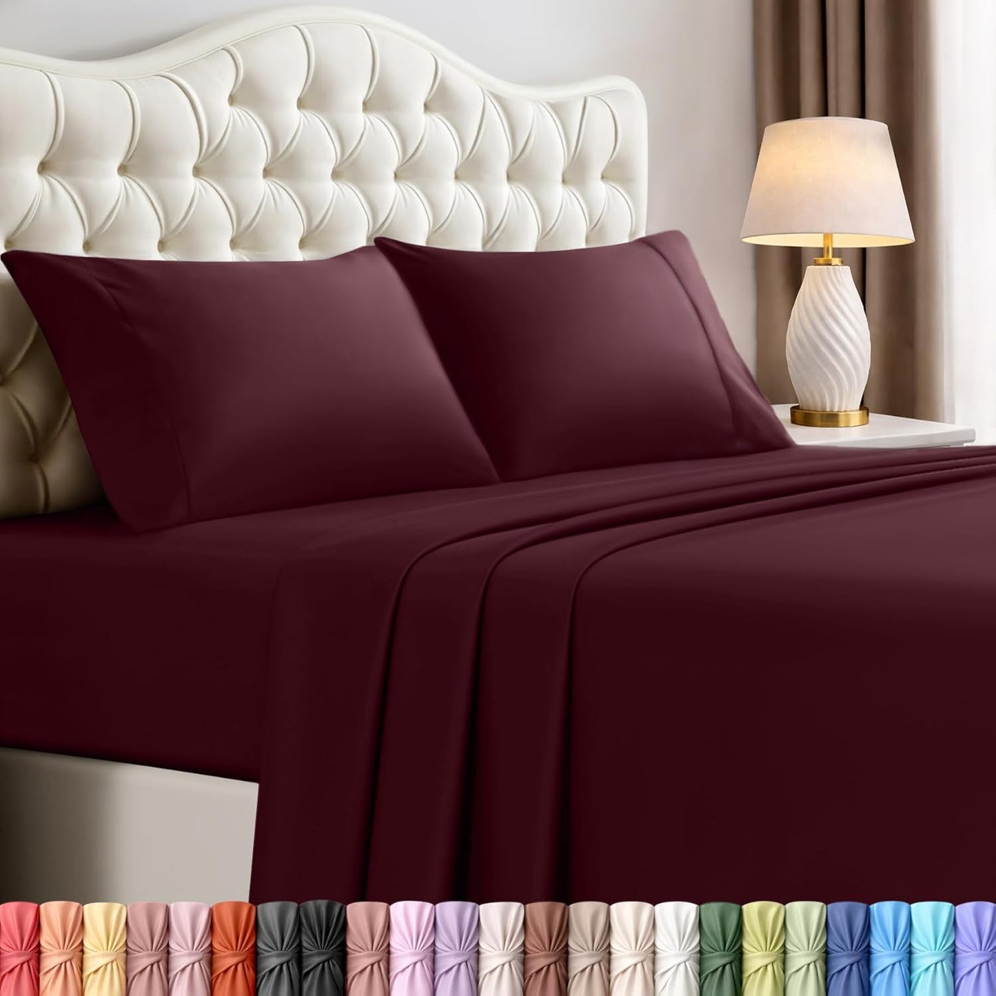 Utopia Bedding Full Size Sheet Set - Soft, Breathable Microfiber | 4-Piece in Burgundy, Oeko-Tex Certified