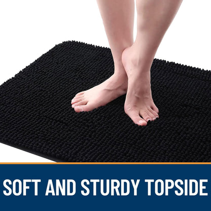OLANLY Dog Door Mat - Absorbent Non-Slip Chenille Mat for Muddy Paws | 36x24, Quick Dry, Black
