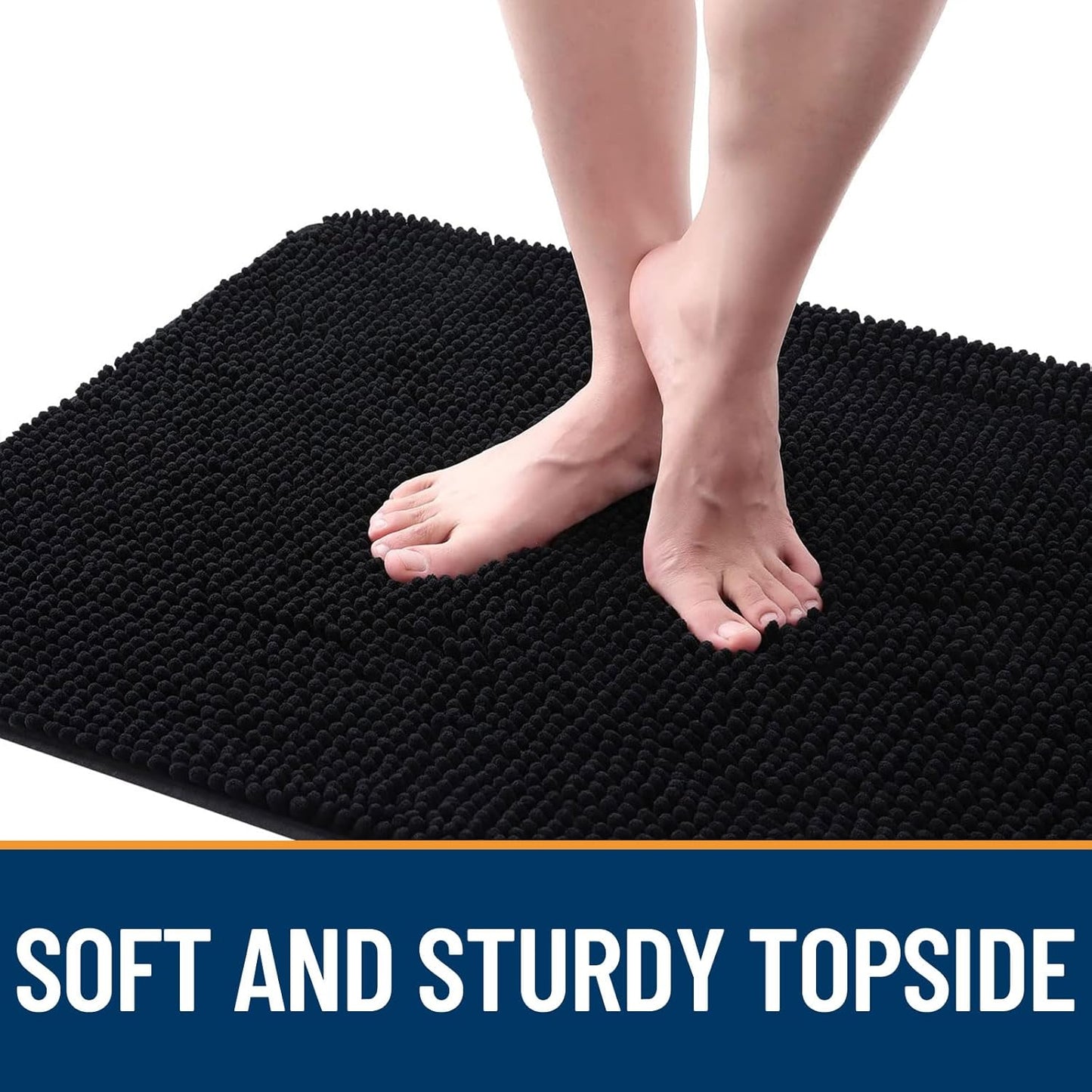 OLANLY Dog Door Mat - Absorbent Non-Slip Mud Mat for Dogs | Quick Dry Chenille, 24x16, Black