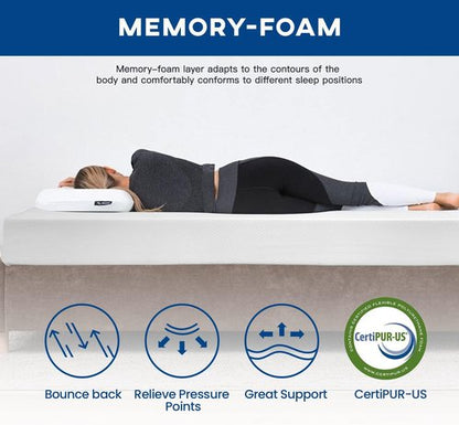 FDW 10-Inch Twin Gel Memory Foam Mattress - Medium Firm, Pressure Relief & Cooling | CertiPUR-US Certified, White