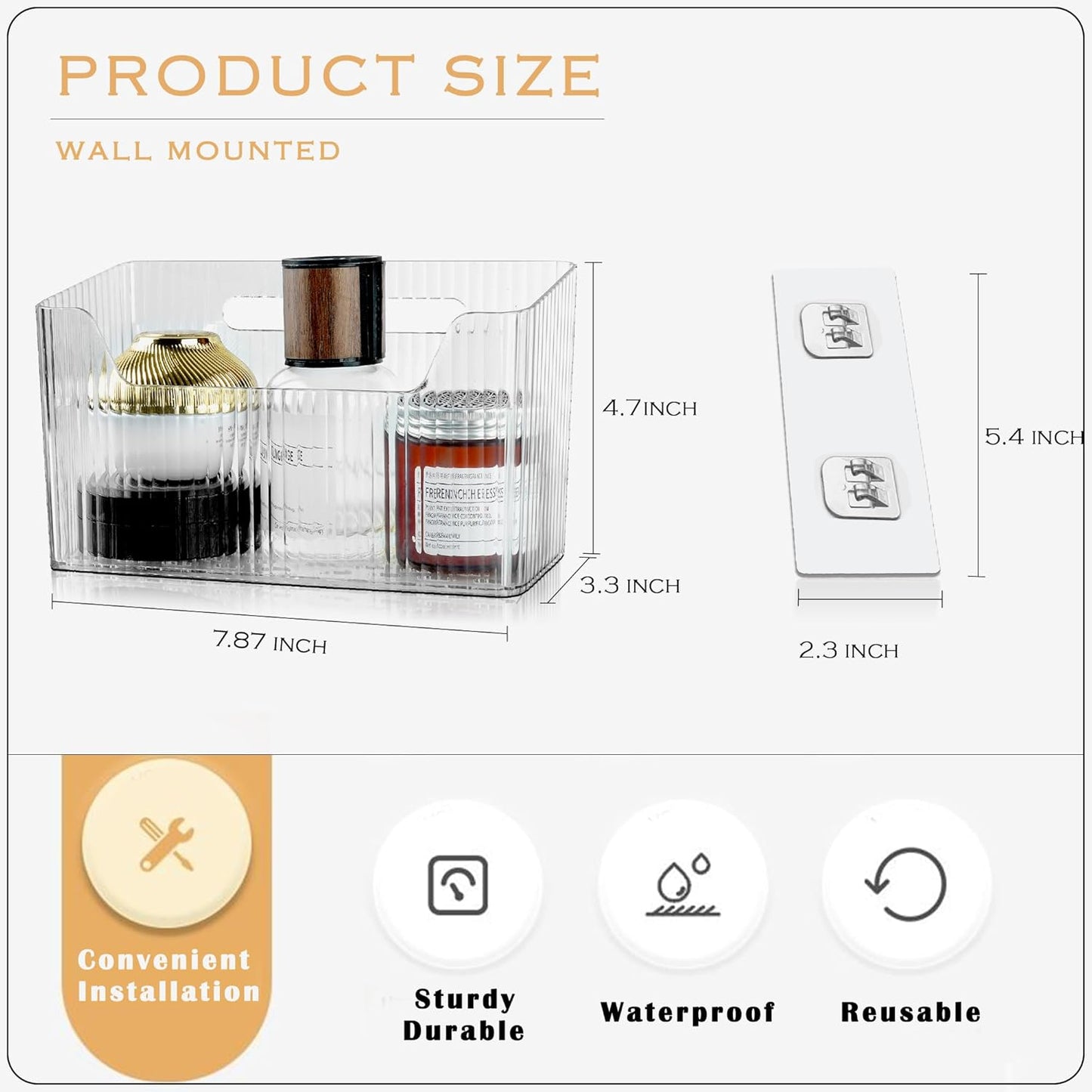 Skiennix Cabinet Door Organizer - 2 Pack Clear Adhesive Storage Bins for Kitchen & Bathroom Organization