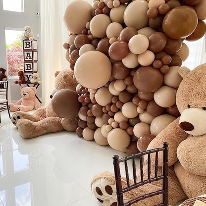 PartyWoo Brown Balloons - 100 Pcs Boho Neutral Coffee Arch Kit | 5-18 Inch Sizes for Weddings & Celebrations