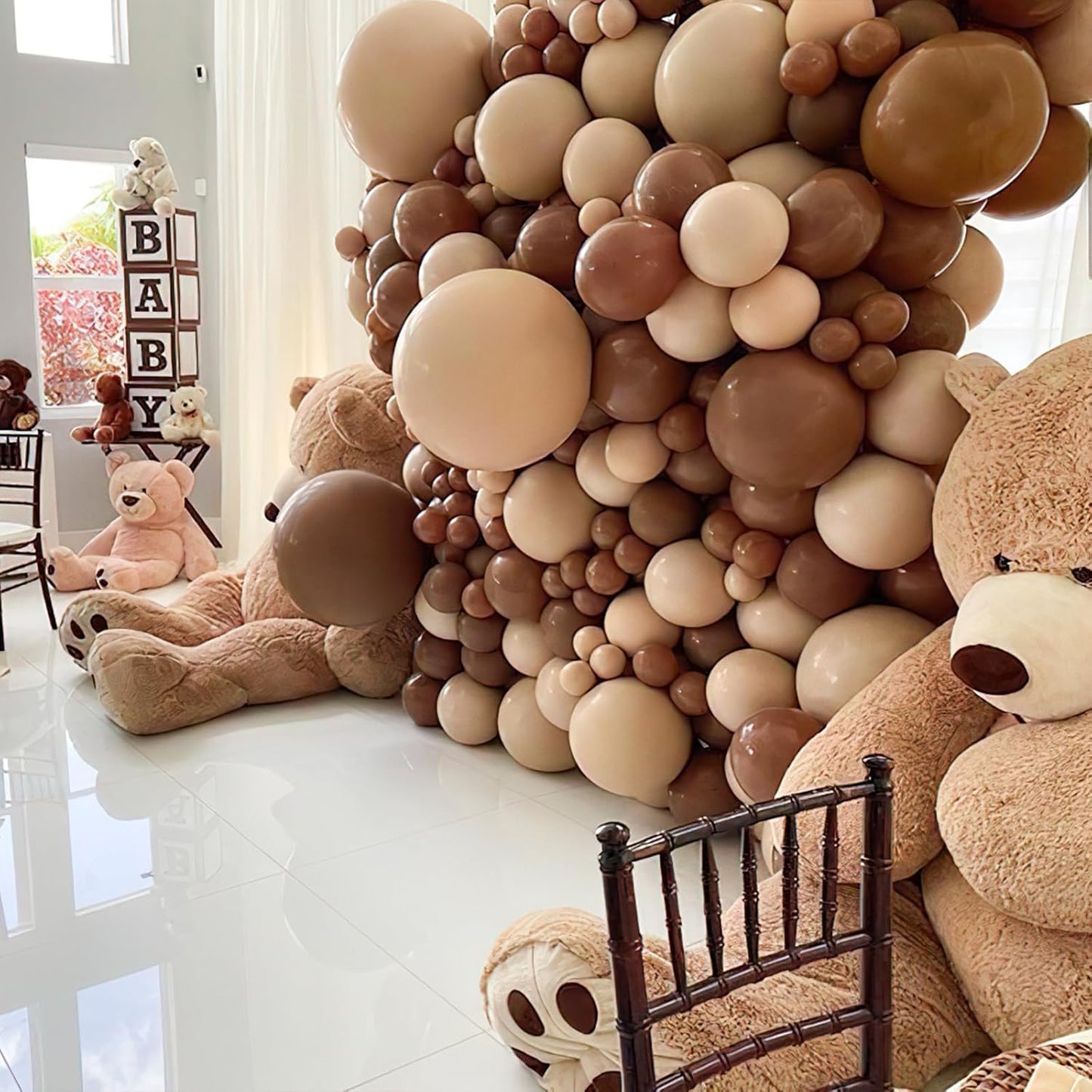 PartyWoo Brown Balloons - 120-Piece Boho Neutral Fall Arch Kit | 18", 12", 10", 5" Sizes for Birthday & Baby Shower Decor