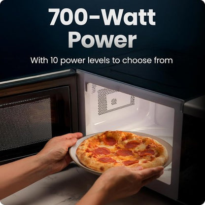 Chefman Microwave Oven - Compact 0.7 Cu. Ft. with 10 Power Levels & Child Safety Lock | Stainless Steel
