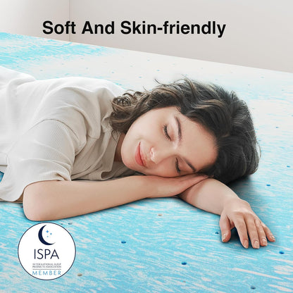 Novilla Twin Memory Foam Mattress Topper - 3 Inch Cooling Gel Infused for Ventilated Comfort