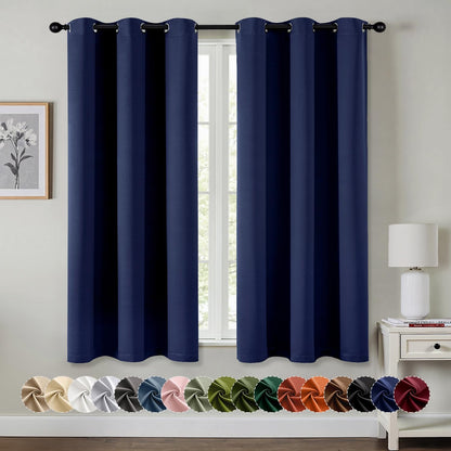 MIULEE Navy Blue Blackout Curtains - Thermal Insulated Room Darkening Drapes | 63 Inch, 2 Panels