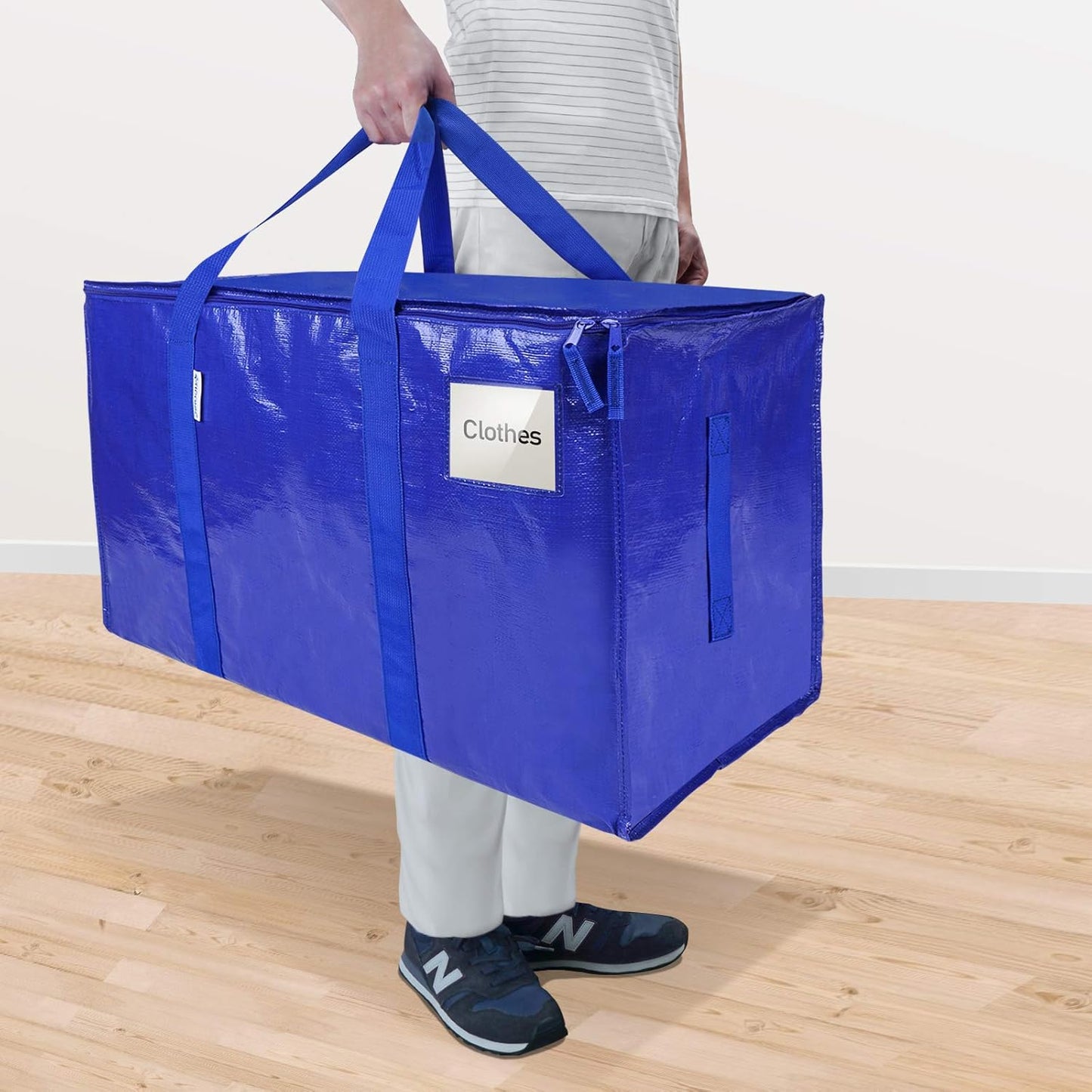 TICONN Extra Large Heavy-Duty Moving Bags - Durable Storage with Zippers & Handles | 4 Pack, Blue