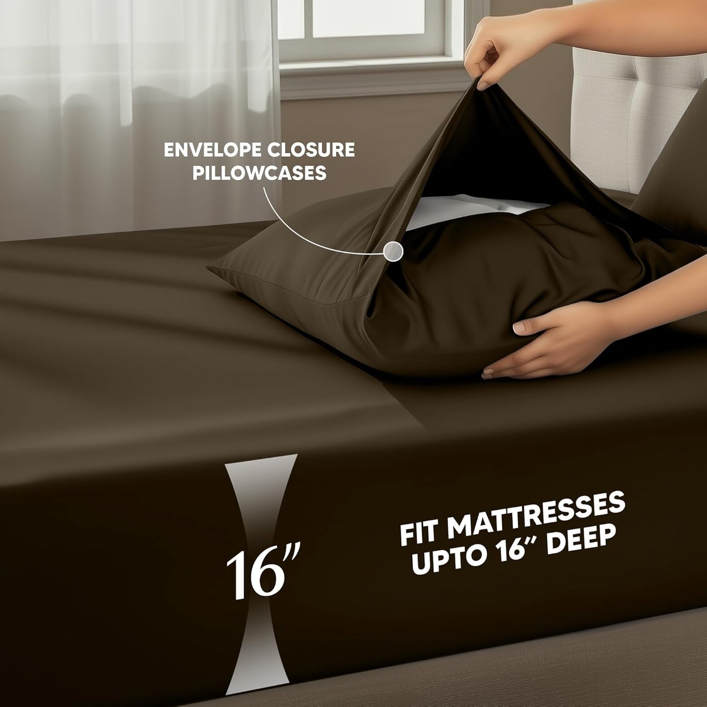 Utopia Bedding Full Size Sheet Set - Soft, Breathable Microfiber | 4-Piece in Brown, Oeko-Tex Certified