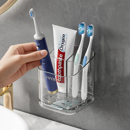 Skiennix Toothbrush Holder - 3 Slot Wall-Mounted Organizer with Removable Divider for Bathroom & Kitchen