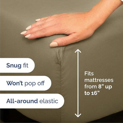 Cal King Size Sheet Set by Oeko-Tex | Comfy, Breathable & Cooling - Ultra-Soft, Wrinkle-Free Bedding in Khaki
