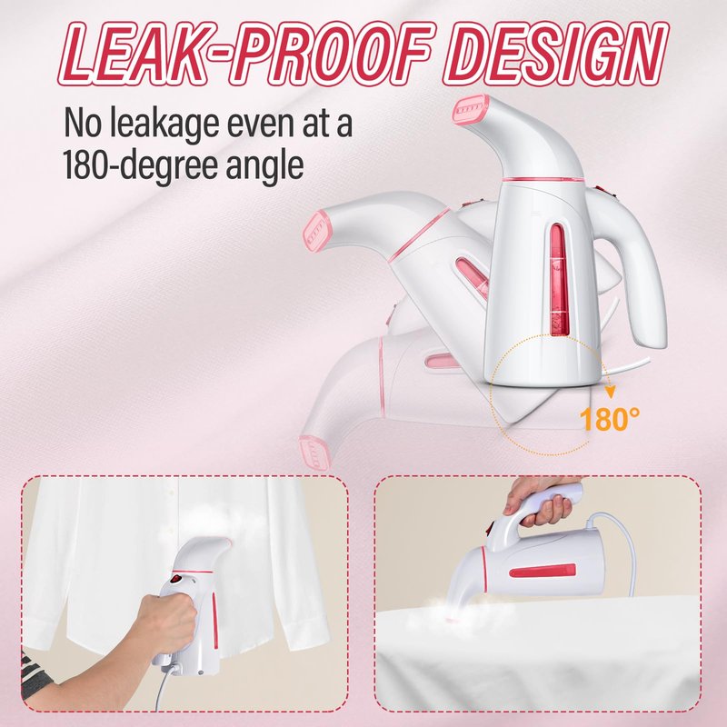 OGHom Steamer for Clothes,Portable Handheld Travel Steamer,300ml Large Capacity,950W,30 Second Fast Heat Up Garment Steamer (Pink)