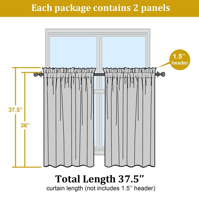 OWENIE Short Aqua Sheer Curtains 36 Inch Length 2 Panels Set, Kitchen Tiers Curtains Light Filter Rod Pocket Voile Cafe Curtain for Basement Bathroom Small Half Window, 42" W x 36" L, Aqua
