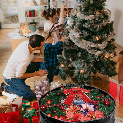 Propik Wreath Storage Bag - Tear Resistant Holiday Garland Container with Heavy-Duty Handles | 24” x 24” x 8” (Black)