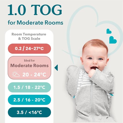 Love to Dream Swaddle Up Bamboo, Arms Up Position, Soft and Luxurious 100% Viscose from Bamboo - Wearable Blanket - 1.0 TOG - (20-24°C) Ideal for Moderate Temps, Small 8-13lbs, Cherries Blush