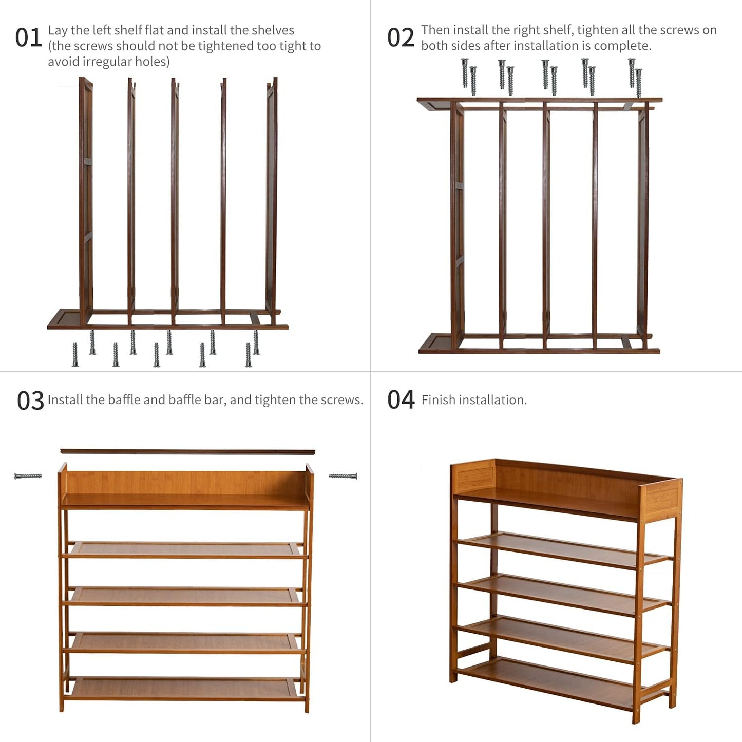 Bamboo Shoe Rack Organizer, 5 Tier Shoe Shelf Storage Organizer, for Entryway, Hallway, and Closet (Nature-31.5)