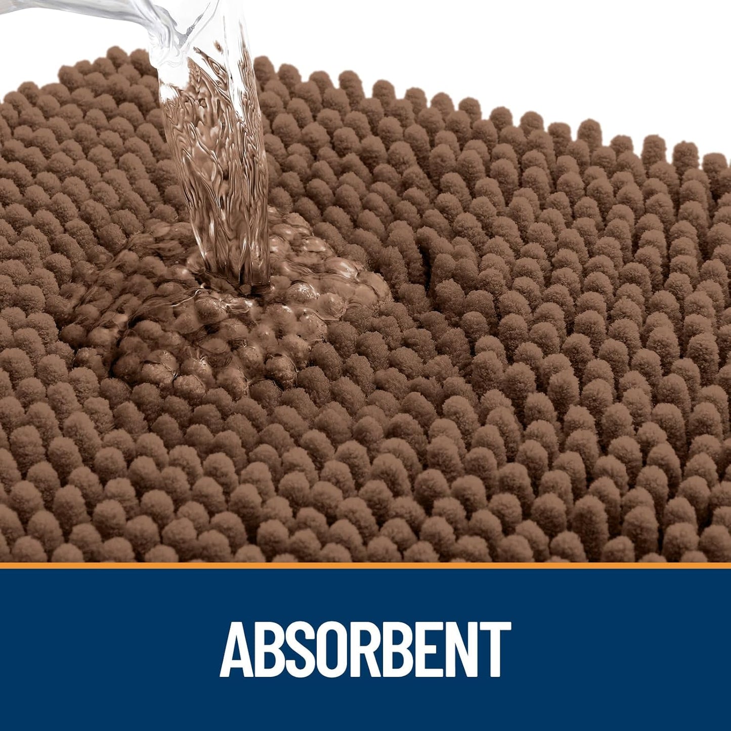OLANLY Dog Door Mat - Absorbent Non-Slip Chenille Mat for Muddy Paws | 50x30 Mocha Indoor Carpet