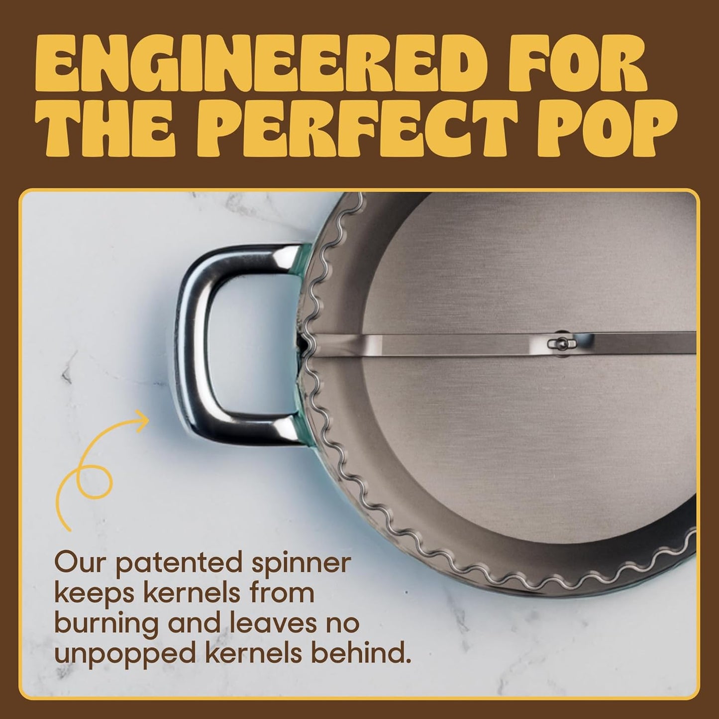 Popsmith Popcorn Popper - 6 Quart Cream Stovetop Machine | Stainless Steel Design for All Stovetops
