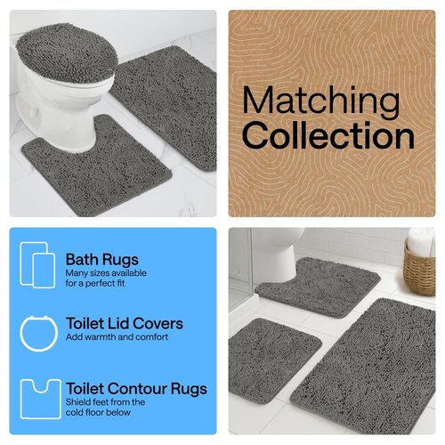 GORILLA GRIP Bath Rug Mat 48x17, Soft Absorbent Chenille, Quick Dry Microfiber Mats, Rubber Backing Washable Shower Floor Rugs, Bathmat Runner, US Designed Bathroom Home Decor Accessories Charcoal