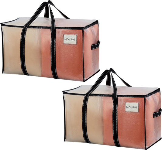 VENO Clear Moving Bags - 90L Extra Large Transparent Storage Totes | Heavy Duty, Reinforced Handles & Zippers