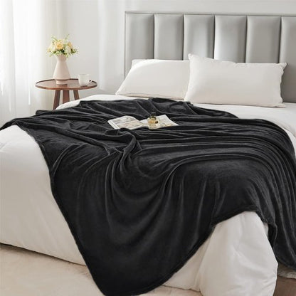 BEDELITE Fleece Blanket - Luxurious Plush Cozy Black Throw | Queen Size 90x90 Inches, Super Soft & Warm