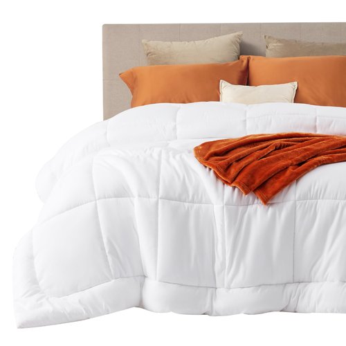 Bedsure Comforter Duvet Insert - Quilted Comforters Cal King Size, All Season Duvet, GentleSoft Down Alternative Bedding Blanket, with 8 Tabs, Gifts for Women/Men, White, California King 96X102 Inches