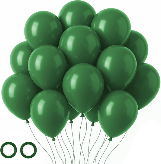 Voircoloria Dark Green Balloons - 105pcs 12-Inch Hunter Green for Birthday & Baby Shower Decor