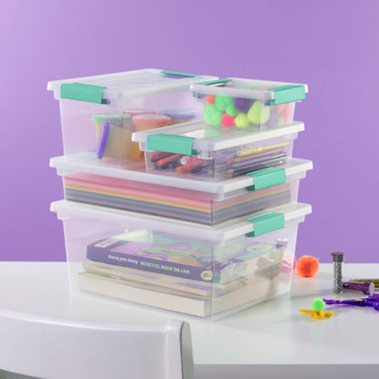 Sterilite 24-Pack Clip Box | Stackable Clear Plastic Bins with Latching Lids for Arts & Crafts Storage