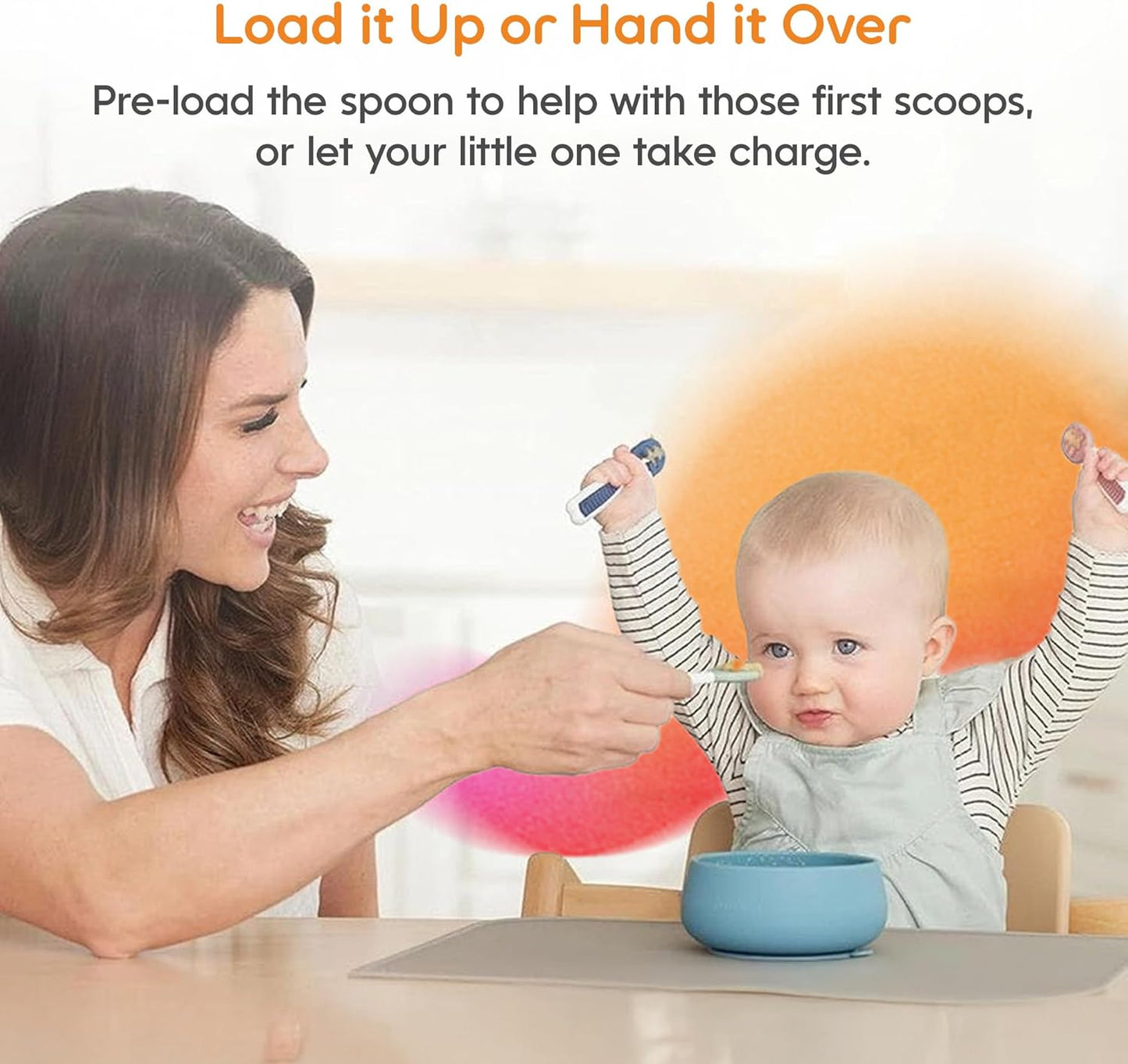 NumNum Baby Spoons Set - Pre-Spoon GOOtensils for Self-Feeding | BPA-Free Silicone, 2 Pack Olive/Newbury Navy, 6+ Months
