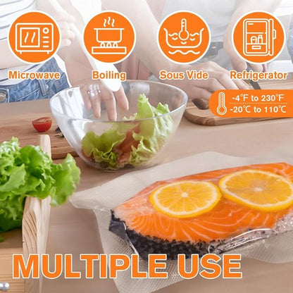 FUNFERY Vacuum Sealer Bags - 200 Quart, 8" x 12" | BPA-Free for Food Storage & Sous Vide Cooking