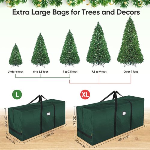 BALEINE Christmas Tree Storage Bag - Heavy Duty 9 ft Extra Large with Reinforced Handles & Dual Zippers (Green)