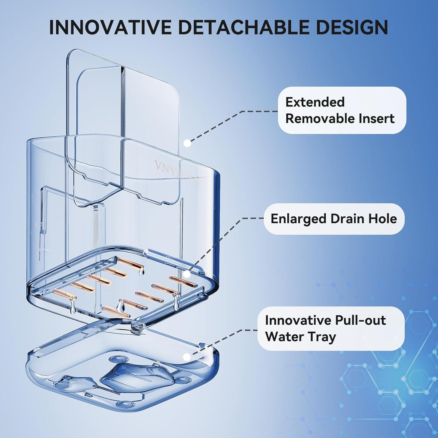 Skiennix Toothbrush Holder - 3 Slot Wall-Mounted Organizer with Removable Divider for Bathroom & Kitchen