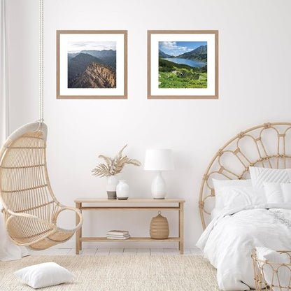 JCJMY 20x20 Picture Frame - Rustic Brown Wall Hanging Display with 16x16 Mat & Shatter Resistant Plexiglass