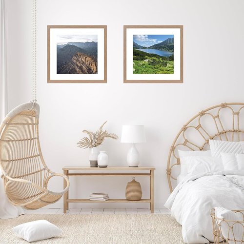 JCJMY 18x18 Rustic Brown Picture Frame - Display 14x14 Photos with Mat or 18x18 Without Mat